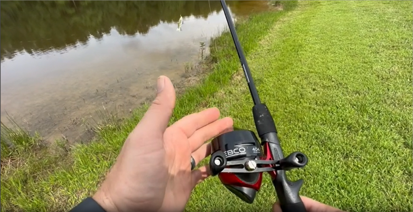 Me using the Zebco 404 Fishing Rod